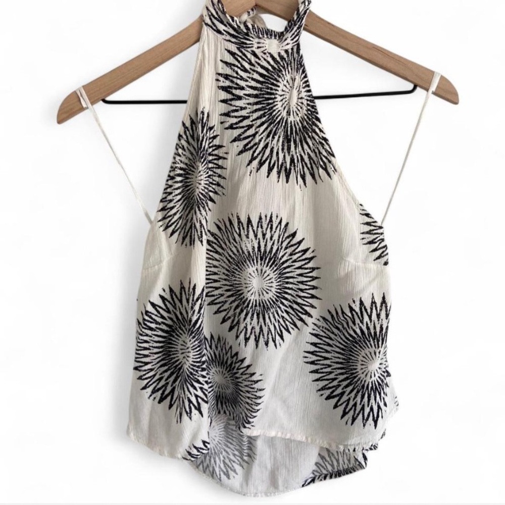 Billabong Moon Bud halter top black & cream print coastal cowgirl top
